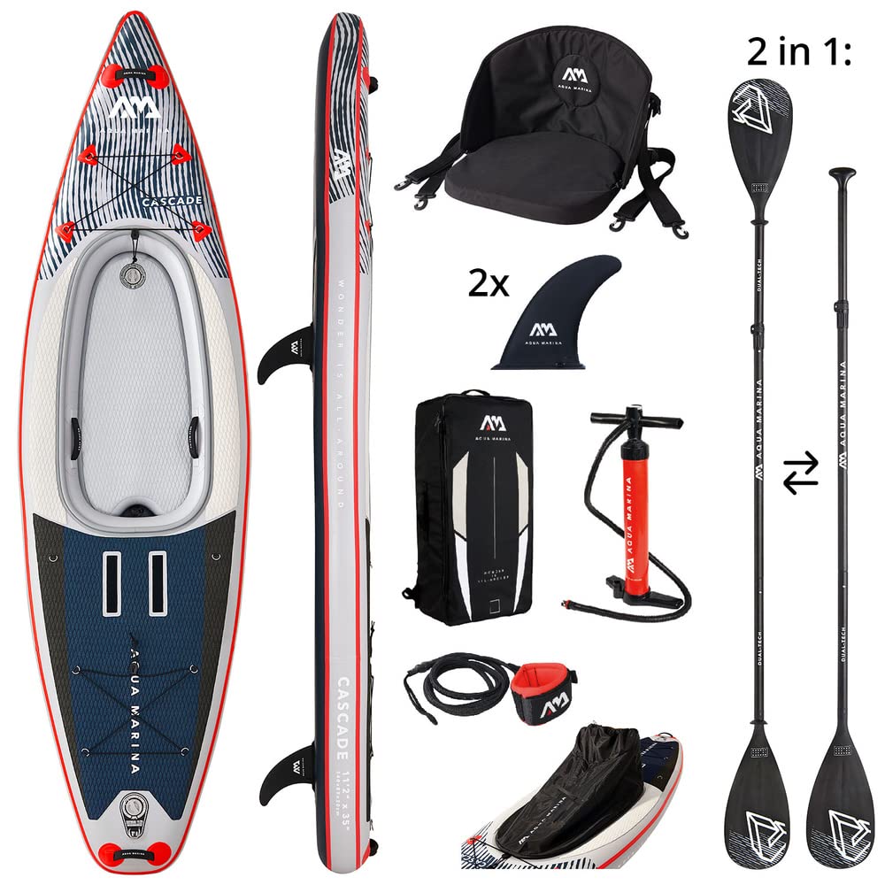 【Sports&Outdoors】Cascade All-Around SUP-Kayak, 11-Feet 2-Inch Length, Grey/Red