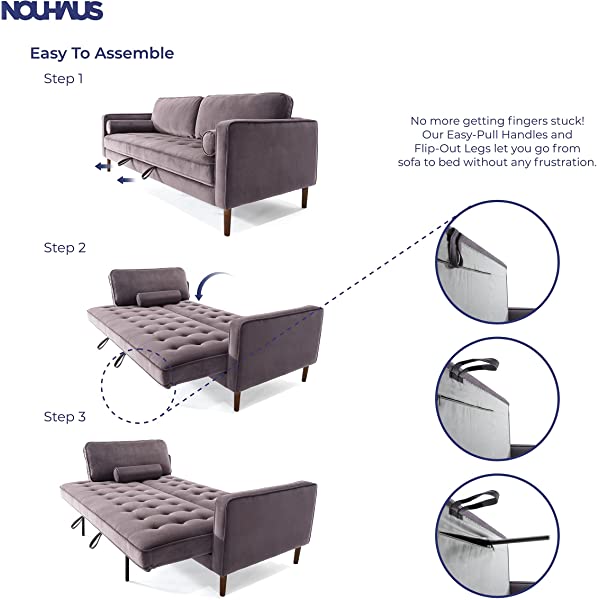 Nouhaus Module, Sleeper Sofa Bed Couch. 7ft Luxury Convertible Sofa Futon Bed with No Roll Together Latex. Ivory Woven Pull Out Bed for Bedroom Couch, Small Apartment Furniture Sofas or RV Couch Woven/Knit Ivory