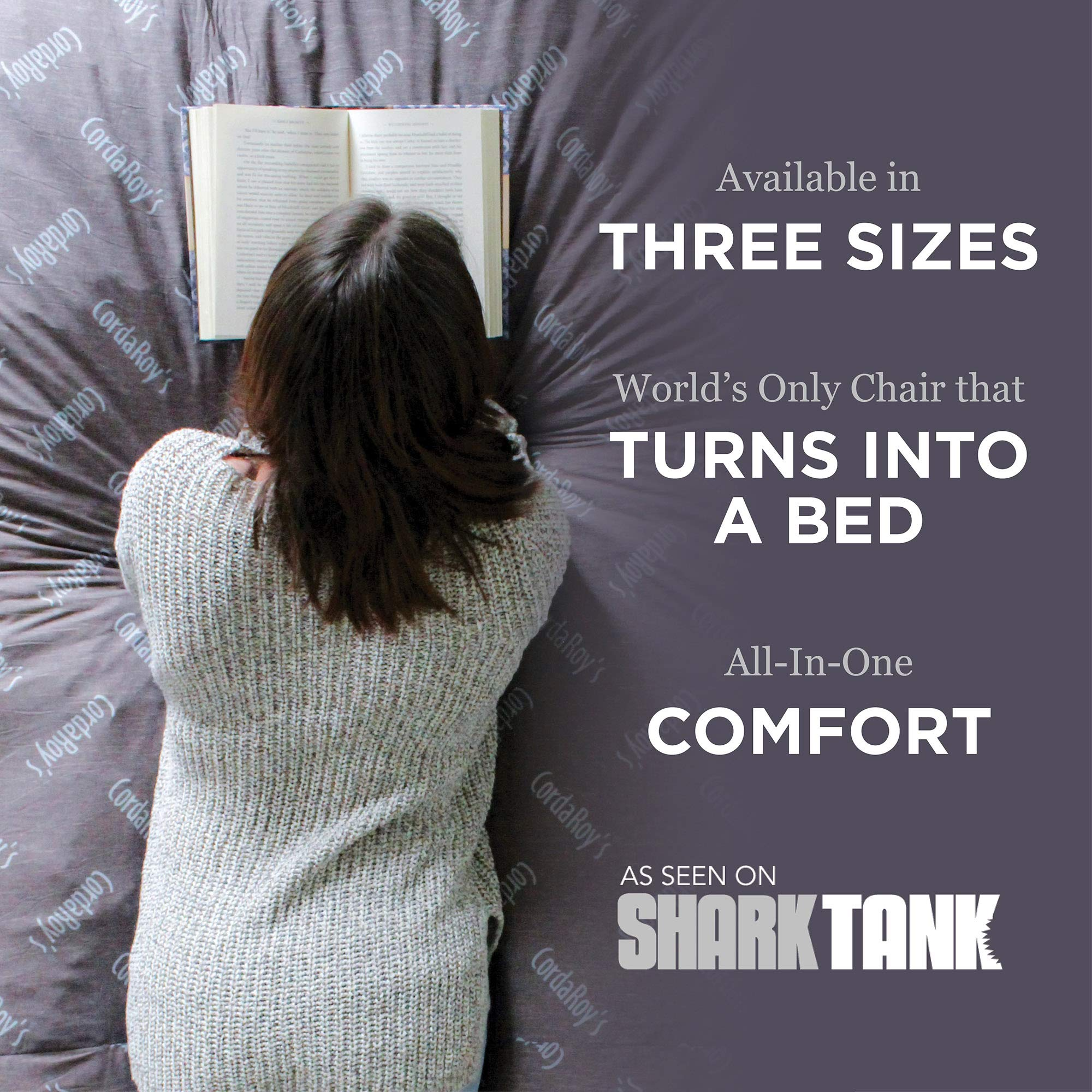 【Furniture】Faux Fur Bean Bag Chair, Convertible Chair Folds from Bean Bag to Bed, As Seen on Shark Tank