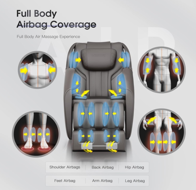 MASSAGE CHAIR RECLINER WITH ZERO GRAVITY AIRBAG MASSAGE BLUETOOTH SPEAKER FOOT ROLLER BLACK.