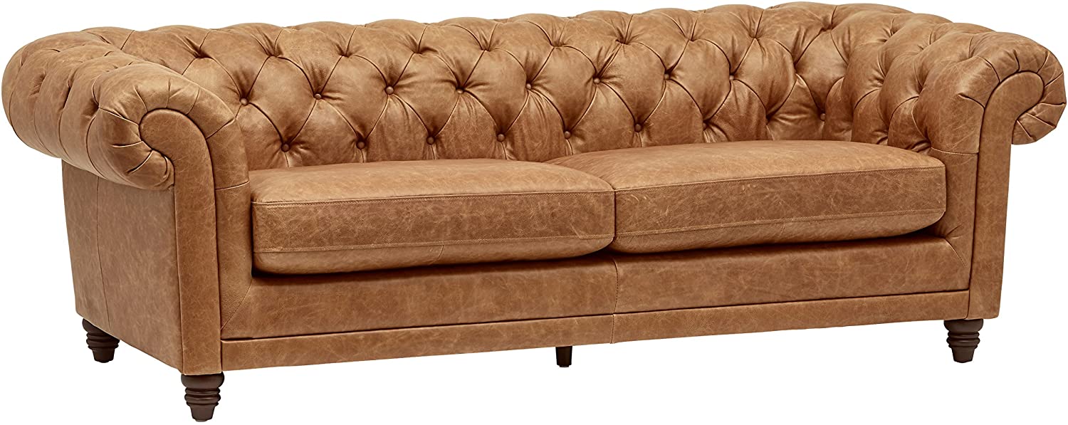 Tufted Leather Sofa, 92.9