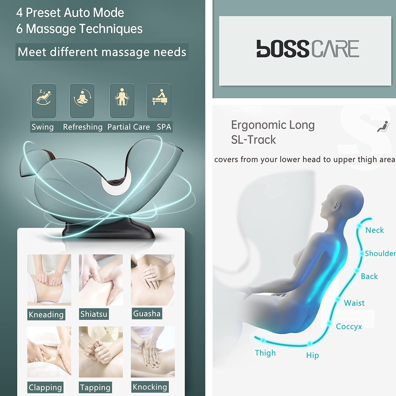 【Furniture】Small Massage Chairs SL Track Full Body Massage Recliner, Shiatsu Recliner, Zero Gravity