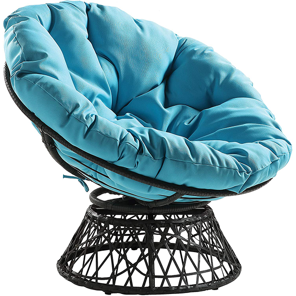 OSP Home Furnishings Wicker Papasan Chair with 360-Degree Swivel