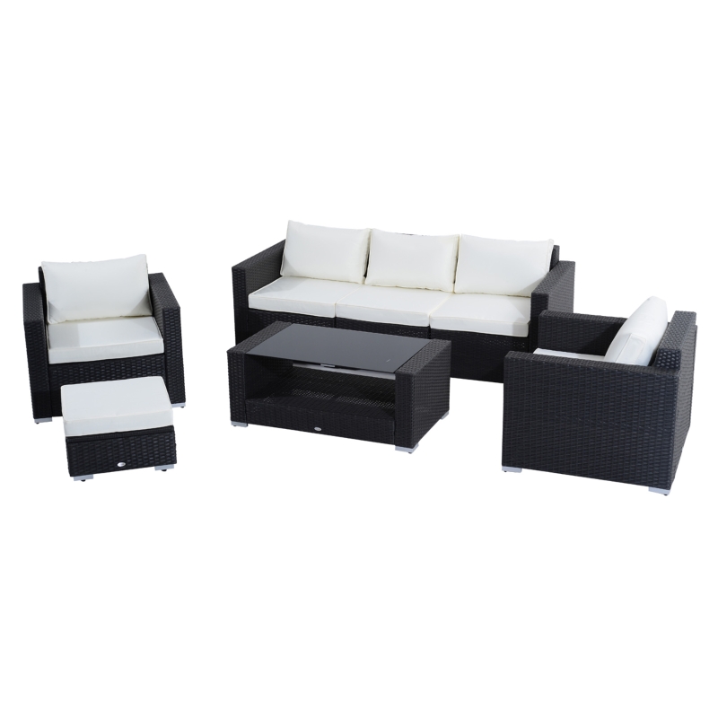 【Furniture】7Pc Rattan Set Outdoor Patio Furniture Sofa Table Sectional Wicker