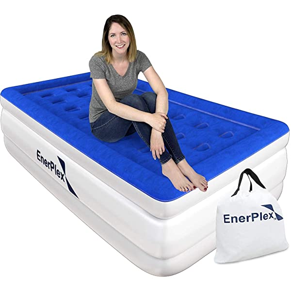 EnerPlex Twin Air Mattress for Camping, Home & Travel - 13 Inch Double Height Inflatable Bed w/ Built-in Dual Pump Twin 13.0 Inches