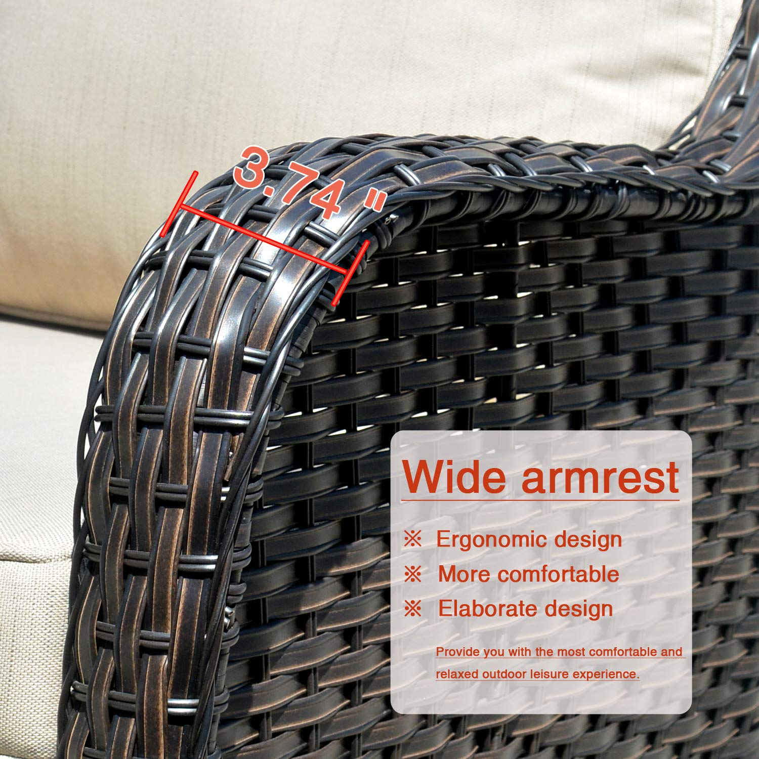 【Furniture】Outdoor Furniture Patio Furniture Set 7 Pcs All Weather Wicker Patio Conversation