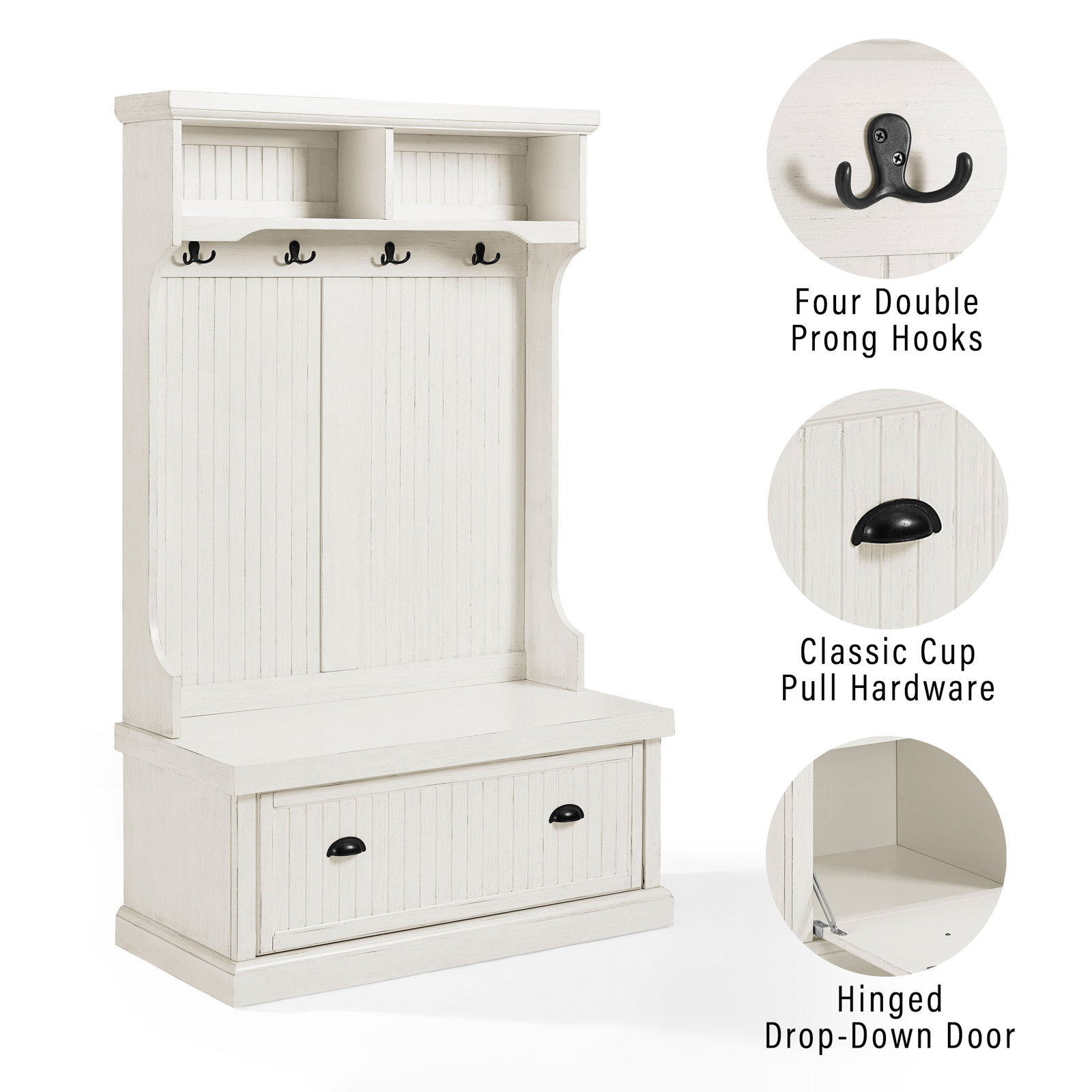 【Furniture】Carmel 40'' Wide Hall Tree with Bench and Shoe Storage