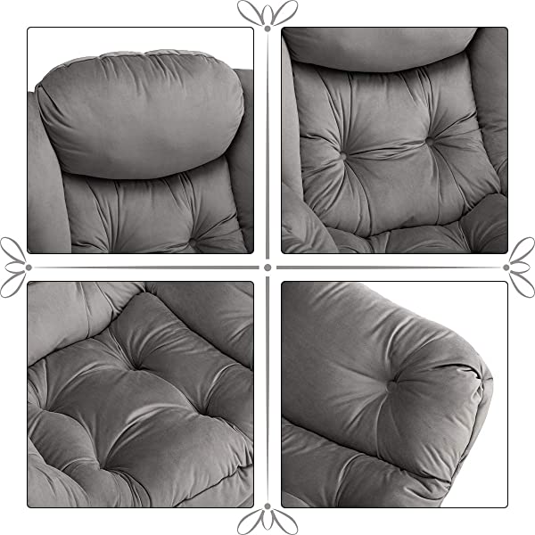 AbocoFur Modern Large Cotton Fabric Lazy Chair,Accent Contemporary Lounge Chair, Single Steel Frame Leisure Sofa Chair with Armrests and A Side Pocket, Beige