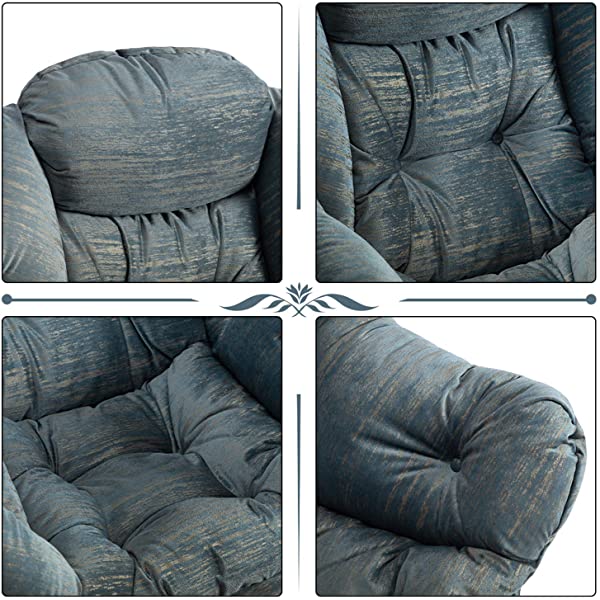 AbocoFur Modern Large Cotton Fabric Lazy Chair,Accent Contemporary Lounge Chair, Single Steel Frame Leisure Sofa Chair with Armrests and A Side Pocket, Beige