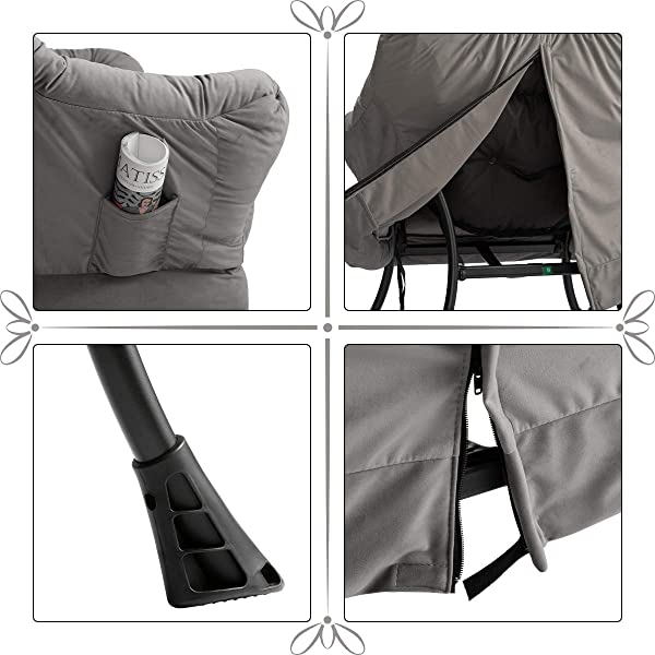 AbocoFur Modern Large Cotton Fabric Lazy Chair,Accent Contemporary Lounge Chair, Single Steel Frame Leisure Sofa Chair with Armrests and A Side Pocket, Beige