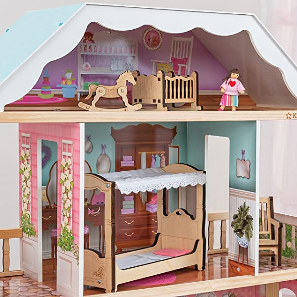 Classic Wooden Dollhouse with EZ Kraft Assembly™, 14-Piece Accessory Set, for 12-Inch Dolls, Gift for Ages 3+