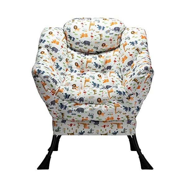 AbocoFur Modern Large Cotton Fabric Lazy Chair,Accent Contemporary Lounge Chair, Single Steel Frame Leisure Sofa Chair with Armrests and A Side Pocket, Beige