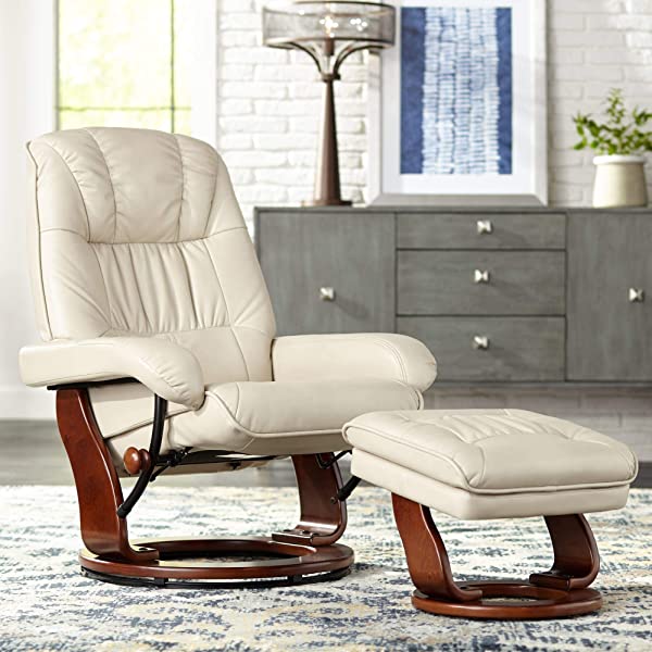 Newport Taupe Swivel Recliner and Slanted Ottoman
