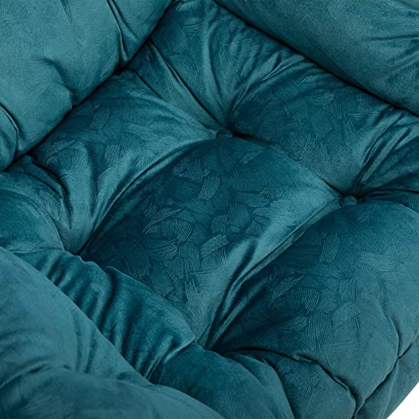 AbocoFur Modern Large Cotton Fabric Lazy Chair,Accent Contemporary Lounge Chair, Single Steel Frame Leisure Sofa Chair with Armrests and A Side Pocket, Beige