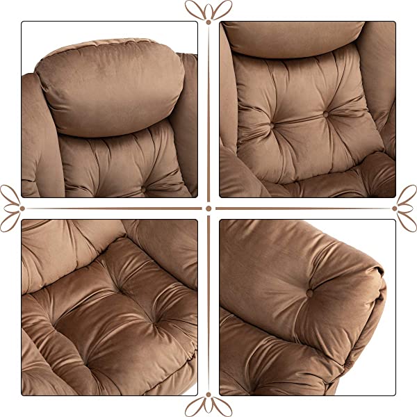 AbocoFur Modern Large Cotton Fabric Lazy Chair,Accent Contemporary Lounge Chair, Single Steel Frame Leisure Sofa Chair with Armrests and A Side Pocket, Beige