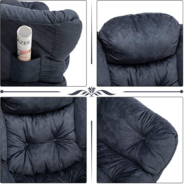 AbocoFur Modern Large Cotton Fabric Lazy Chair,Accent Contemporary Lounge Chair, Single Steel Frame Leisure Sofa Chair with Armrests and A Side Pocket, Beige