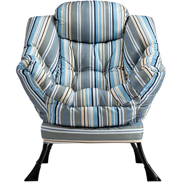 AbocoFur Modern Large Cotton Fabric Lazy Chair,Accent Contemporary Lounge Chair, Single Steel Frame Leisure Sofa Chair with Armrests and A Side Pocket, Beige