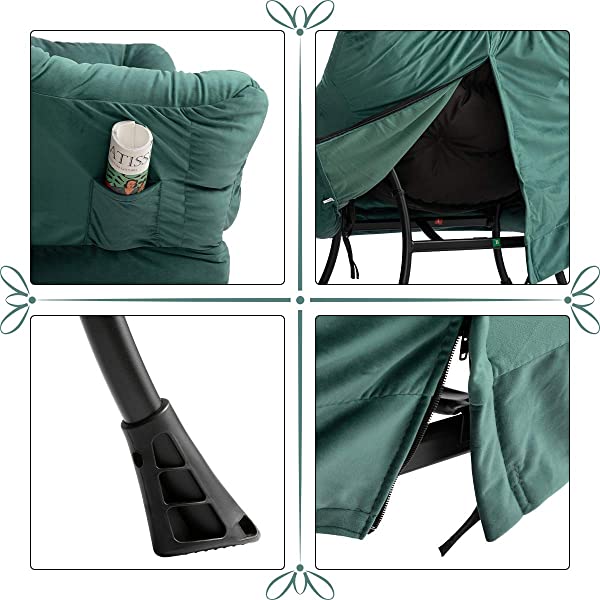 AbocoFur Modern Large Cotton Fabric Lazy Chair,Accent Contemporary Lounge Chair, Single Steel Frame Leisure Sofa Chair with Armrests and A Side Pocket, Beige