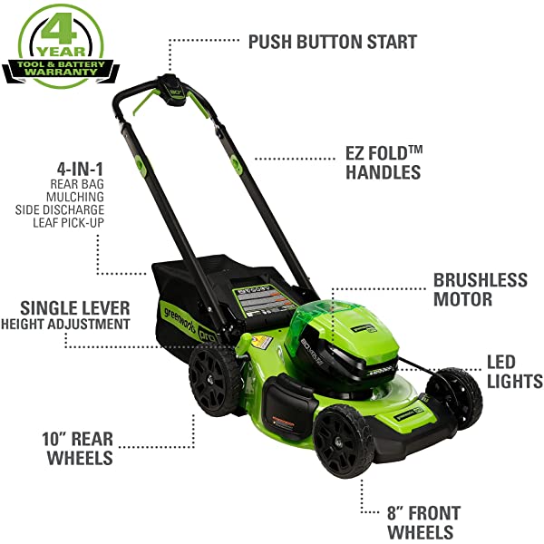 Greenworks Pro 80V 21 inch Cordless Push Lawn Mower, Includes Two 2Ah Batteries and Charger, GLM801601 (2) 2Ah Batteries Push