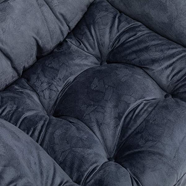 AbocoFur Modern Large Cotton Fabric Lazy Chair,Accent Contemporary Lounge Chair, Single Steel Frame Leisure Sofa Chair with Armrests and A Side Pocket, Beige