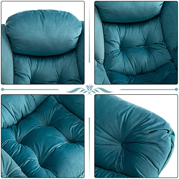 AbocoFur Modern Large Cotton Fabric Lazy Chair,Accent Contemporary Lounge Chair, Single Steel Frame Leisure Sofa Chair with Armrests and A Side Pocket, Beige