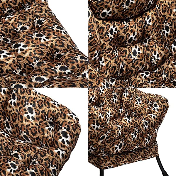 AbocoFur Modern Large Cotton Fabric Lazy Chair,Accent Contemporary Lounge Chair, Single Steel Frame Leisure Sofa Chair with Armrests and A Side Pocket, Beige