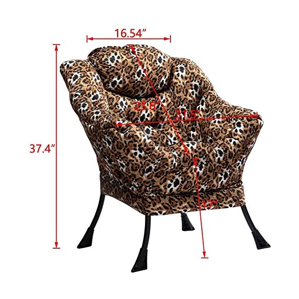 AbocoFur Modern Large Cotton Fabric Lazy Chair,Accent Contemporary Lounge Chair, Single Steel Frame Leisure Sofa Chair with Armrests and A Side Pocket, Beige