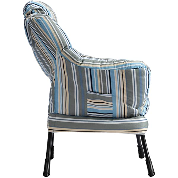 AbocoFur Modern Large Cotton Fabric Lazy Chair,Accent Contemporary Lounge Chair, Single Steel Frame Leisure Sofa Chair with Armrests and A Side Pocket, Beige