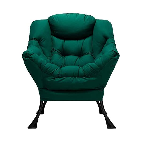 AbocoFur Modern Large Cotton Fabric Lazy Chair,Accent Contemporary Lounge Chair, Single Steel Frame Leisure Sofa Chair with Armrests and A Side Pocket, Beige