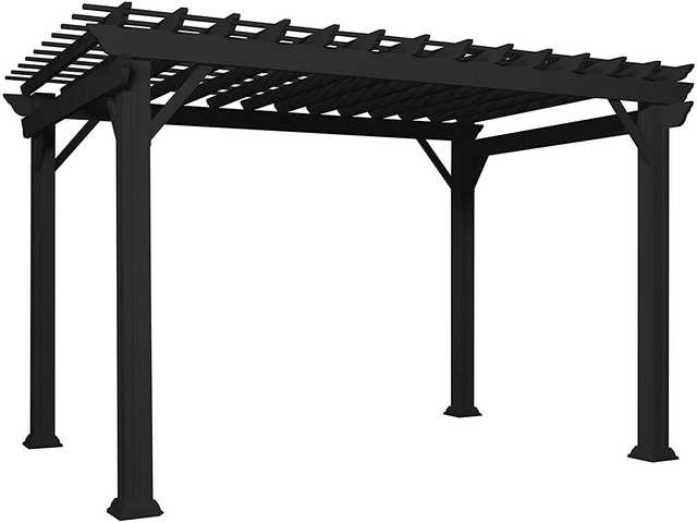 14' x 10' White Steel Traditional Pergola with Sail Shade Soft Canopy