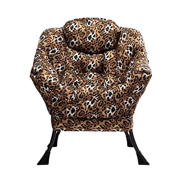 AbocoFur Modern Large Cotton Fabric Lazy Chair,Accent Contemporary Lounge Chair, Single Steel Frame Leisure Sofa Chair with Armrests and A Side Pocket, Beige