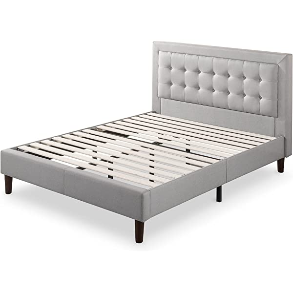 Zinus Dachelle Upholstered Platform Bed Frame / Mattress Foundation / Wood Slat Support / No Box Spring Needed / Easy Assembly, Queen, Platform Bed Only, Dark Grey Dark Grey Queen Platform Bed Only