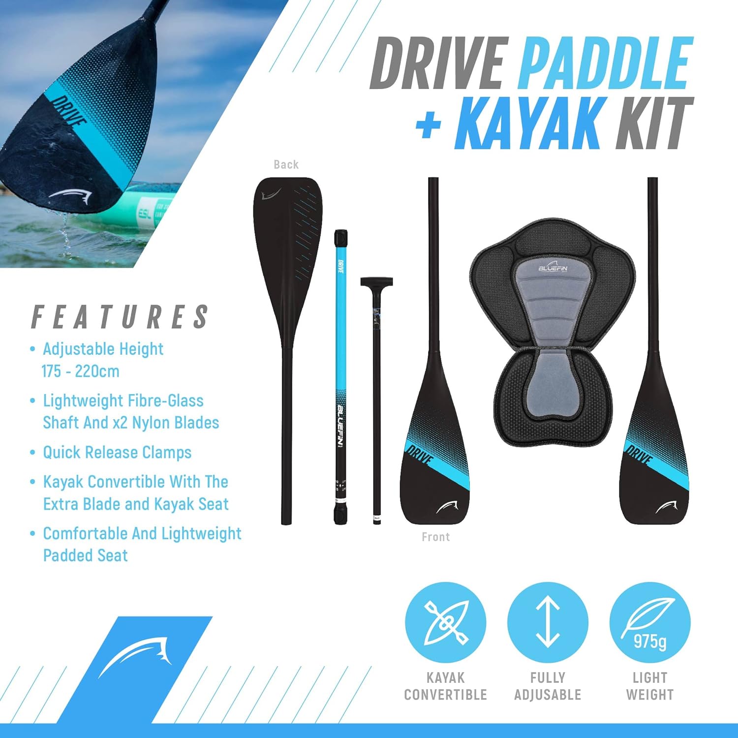 Bluefin Cruise SUP Inflatable Stand Up Paddle Board | Premium Paddleboard Accessories | Multiple sizes: Kids, 9'8, 10'4, 10’8, 12’, 15'