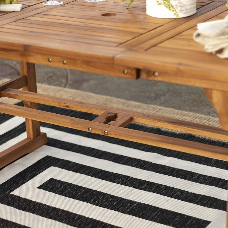 6 PERSON OUTDOOR WOODEN V-SHAPED PATIO FURNITURE DINING TABLE SET EXTENDABLE TABLE AND CHAIRS ALL WEATHER CONVERSATION GARDEN POOL SIDE BALCONY, 7 PIECES