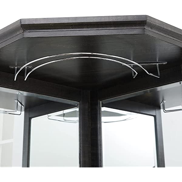 Home Source Stone Grey Corner Bar Unit with Built-in Wine Rack and Lower Cabinet