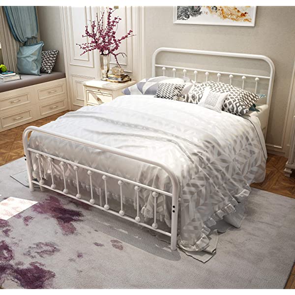 Black Metal Bed Frame Full Size with Headboard and Footboard Single Platform Mattress Base,Metal Tube and Iron-Art Bed(Full,Black) Full Black