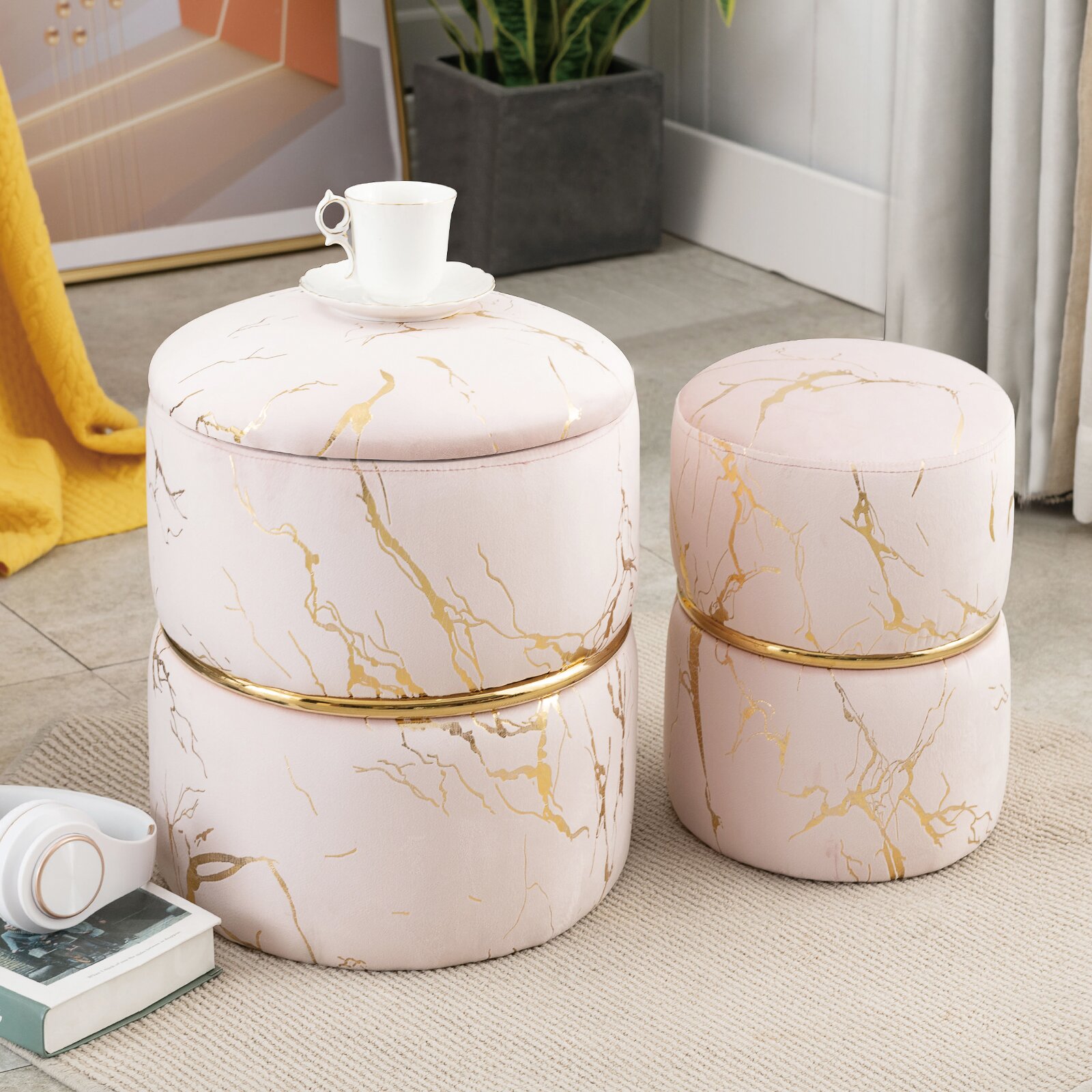 【Furniture】Lilly-Eve Upholstered Storage Ottoman