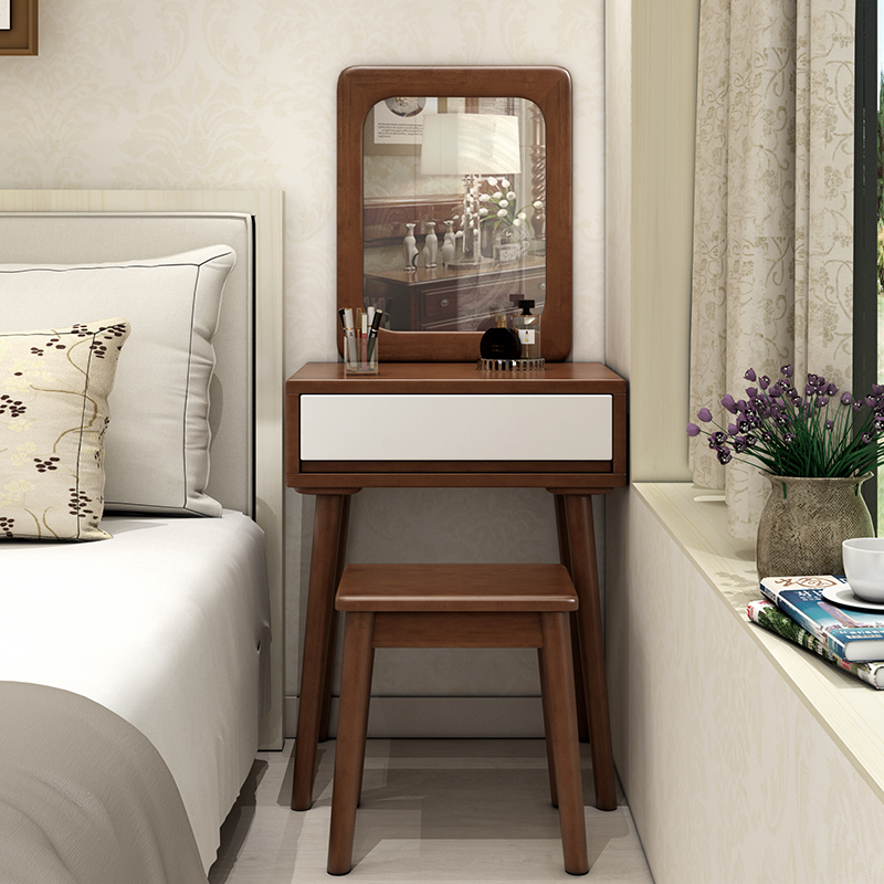 Nordic solid wood dressing table net red ins small apartment bedside dressing table bedroom modern minimalist mini dressing table