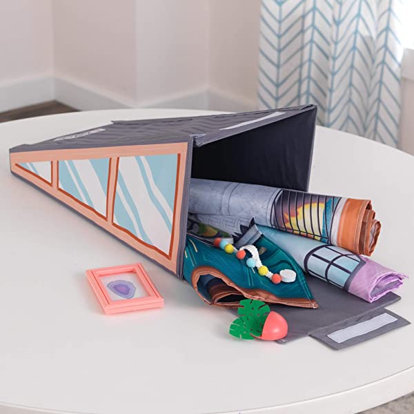 KidKraft Designed by Me™: Magnetic Makeover Wooden Dollhouse with Magnets, Fabric Wallpapers and 10 Pieces of Furniture, Gift for Ages 3+ Modern