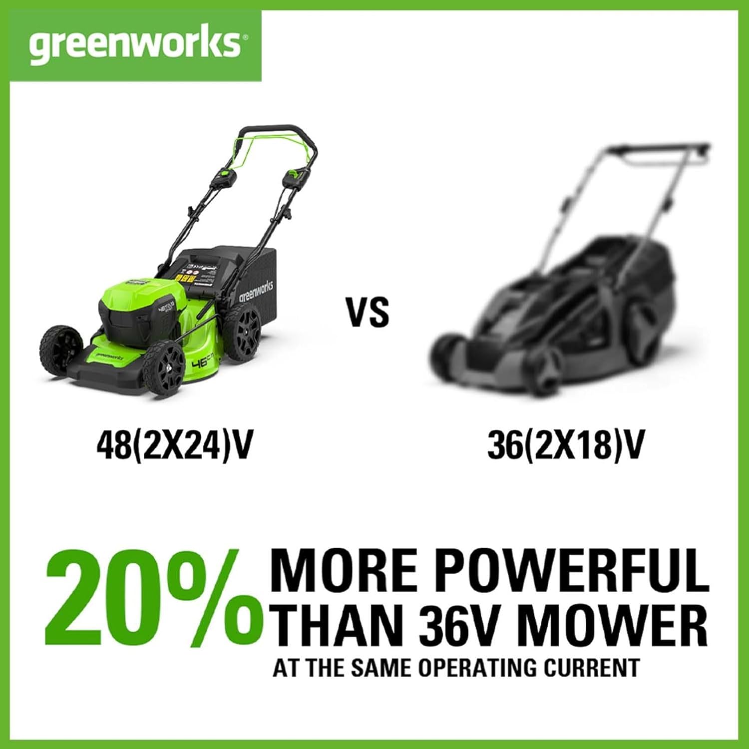 Greenworks 48V (2x24V) Self Propelled Cordless Lawnmower for Large Lawns up to 480m2, 46cm Cutting Width, 55LBag PLUS Two 4Ah Batteries and Twin Charger, 3 Year Guarantee