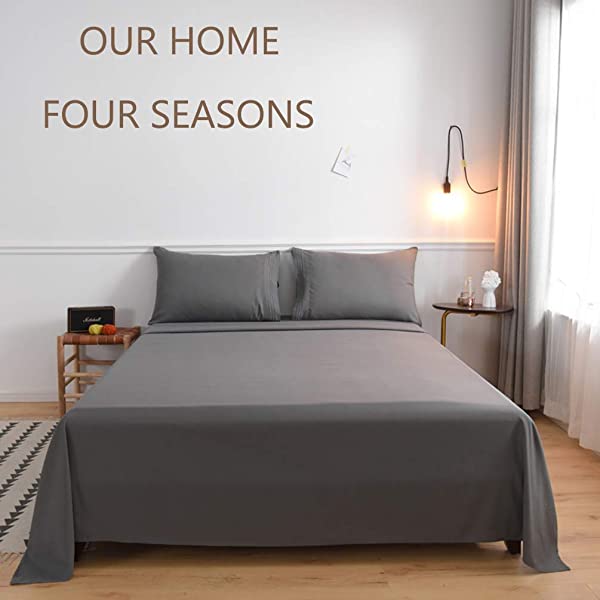 LBRO2M Bed Sheet Set Queen Size 16 Inches Deep Pocket 1800 Thread Count 100% Microfiber Sheet,Bedding Super Soft Comfortable, Cool Warm,4 Piece（Dark Grey） Dark Grey Queen