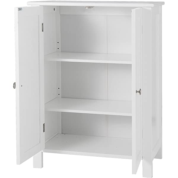 SUPER DEAL Modern Bathroom Floor Storage Cabinet with Adjustable Shelf and Double Door Rust Proof, Living Room Modern Home Furniture Storage Organizer Cabinet