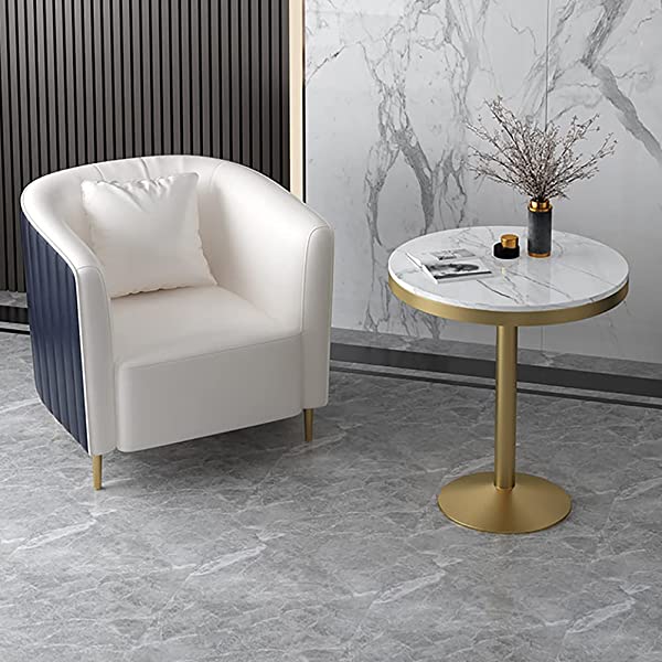 HUAYIN Round Dining Table Set, Conversation Table Sets with 4 Upholstered Chairs | 4 Pieces Patio Furniture Sets for Small Spaces Kitchen Modern Home for Cafe Restaurant,Yellow,1 Table & 4 Chairs 1 table & 4 chairs Yellow