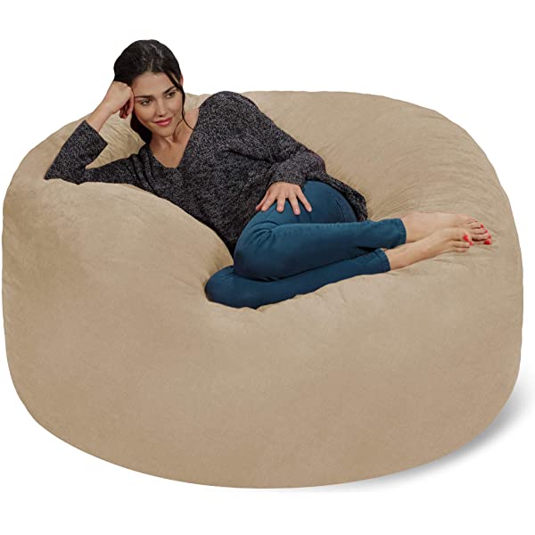 Chill Sack Bean Bag Chair: Giant 5' Memory Foam Furniture Bean Bag - Big Sofa with Soft Micro Fiber Cover - Navy Microsuede - Navy