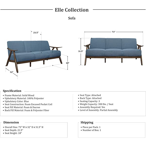 Lexicon Elle Sofa, Orange
