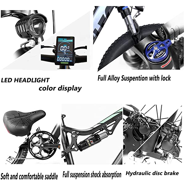 PASELEC Electric Mountain Bike for Adults Electric Bike 4.0 Fat Tire E-Bikes with 48V 14.5ah Hidden Removable Lithium Battery 48V 750W Motor, 9-Speed Gears Full-Suspension E-MTB Gray 14.5ah Battery