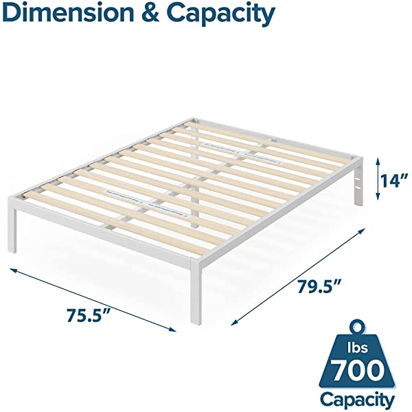 ZINUS Mia Metal Platform Bed Frame / Wood Slat Support / No Box Spring Needed / Easy Assembly, Black, Full Standard Full Black