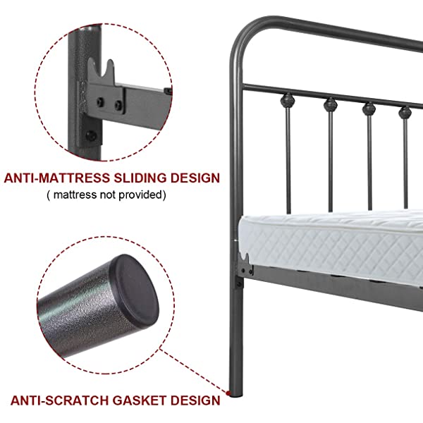 Black Metal Bed Frame Full Size with Headboard and Footboard Single Platform Mattress Base,Metal Tube and Iron-Art Bed(Full,Black) Full Black