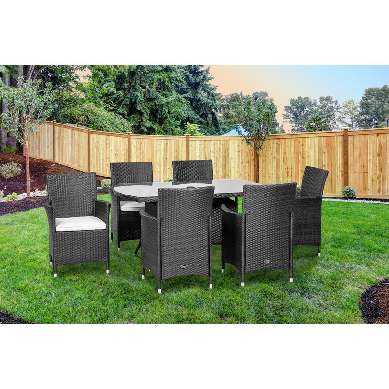 【Furniture】Rectangular 6 - Person 150Cm Long Dining Set with Cushions