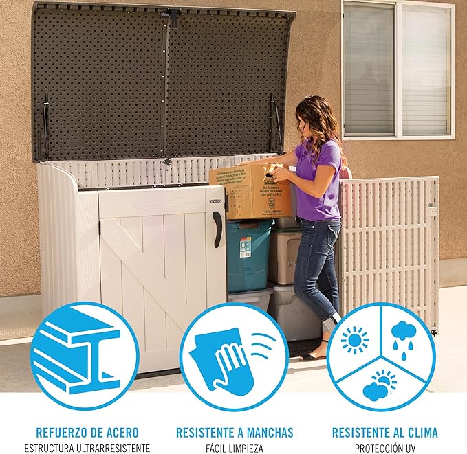 LIFETIME 60170 6 x 3.5 ft Heavy Duty Low Plastic Shed Horizontal Storage Box - Desert Sand/White